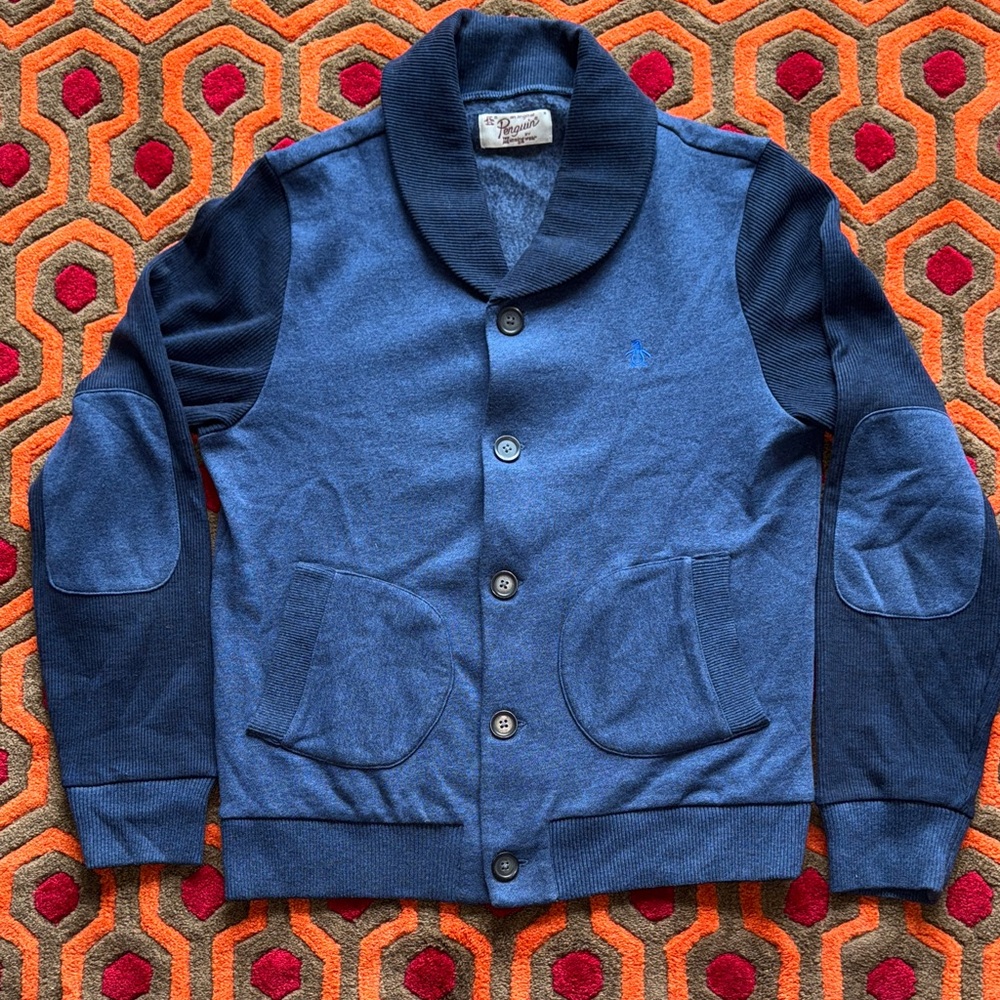 Original Penguin Navy Shawl Collar Cardigan Button-Up Sweater Men's M MAKE OFFER